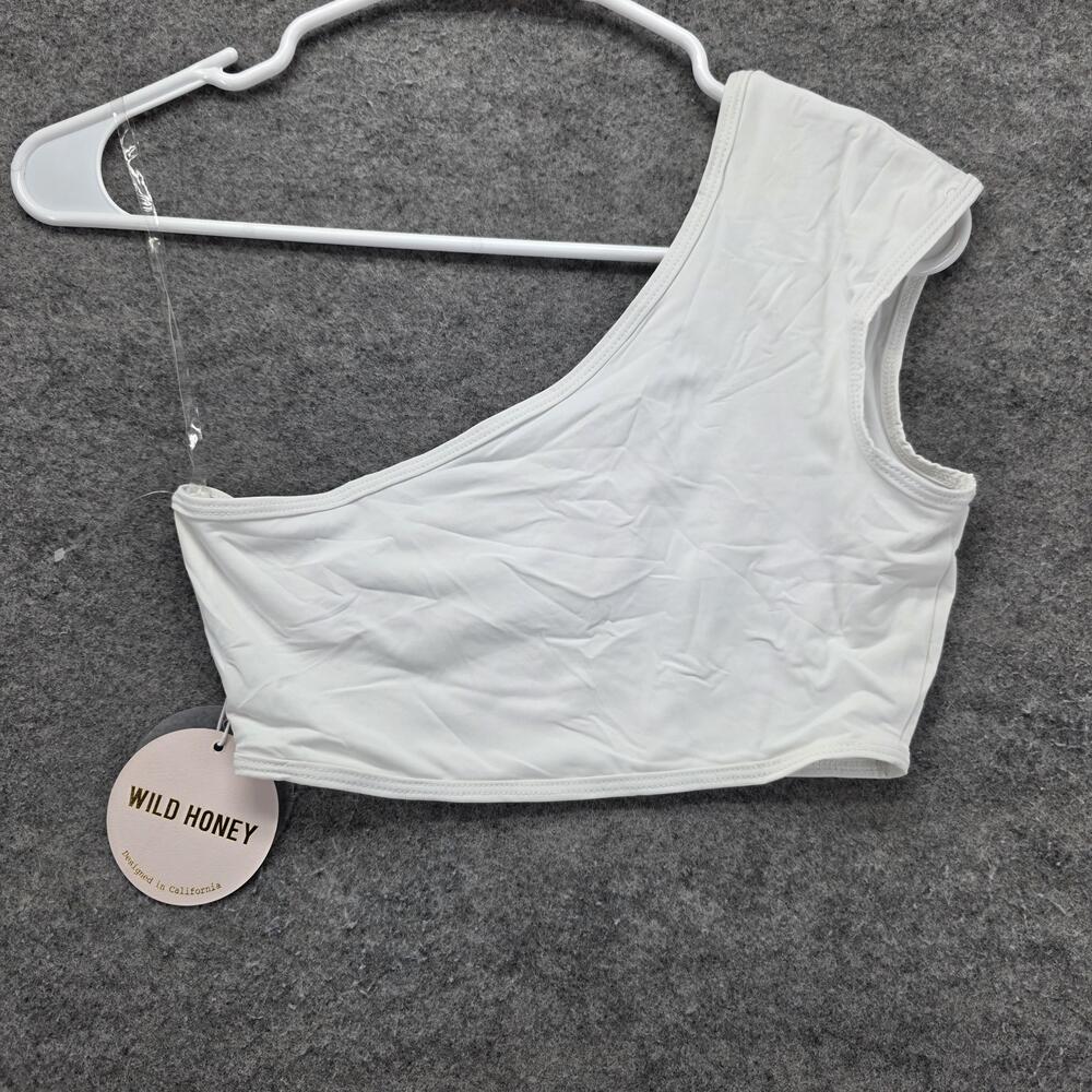Wild Honey One Shoulder Crop Top Womens Small White Stretch Spandex Made USA
